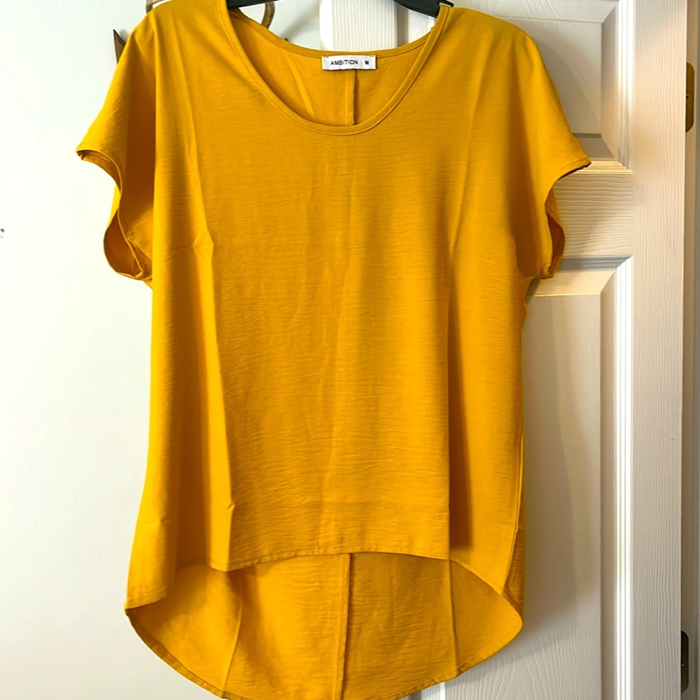 Yellow/ gold mustard shirt, Brand is Ambition, size medium